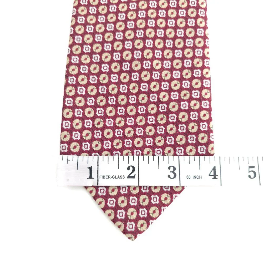 Superba Men Necktie 100% Polyester Geometric Red Beige Size 55x4 - NWOT